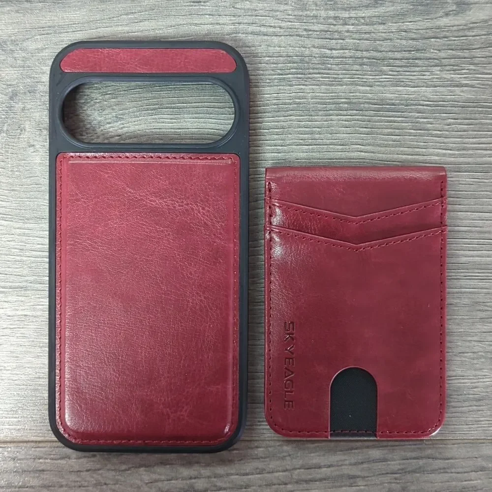 Pixel 10 Pro Red PU Leather Phone Case with Card Holder Kickstand